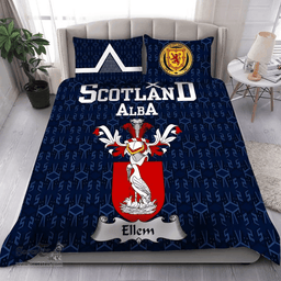 Scottish Ellem or Elm Family Crest Tartan Bedding Set Scottish Home Duvet Covers 1991 Style