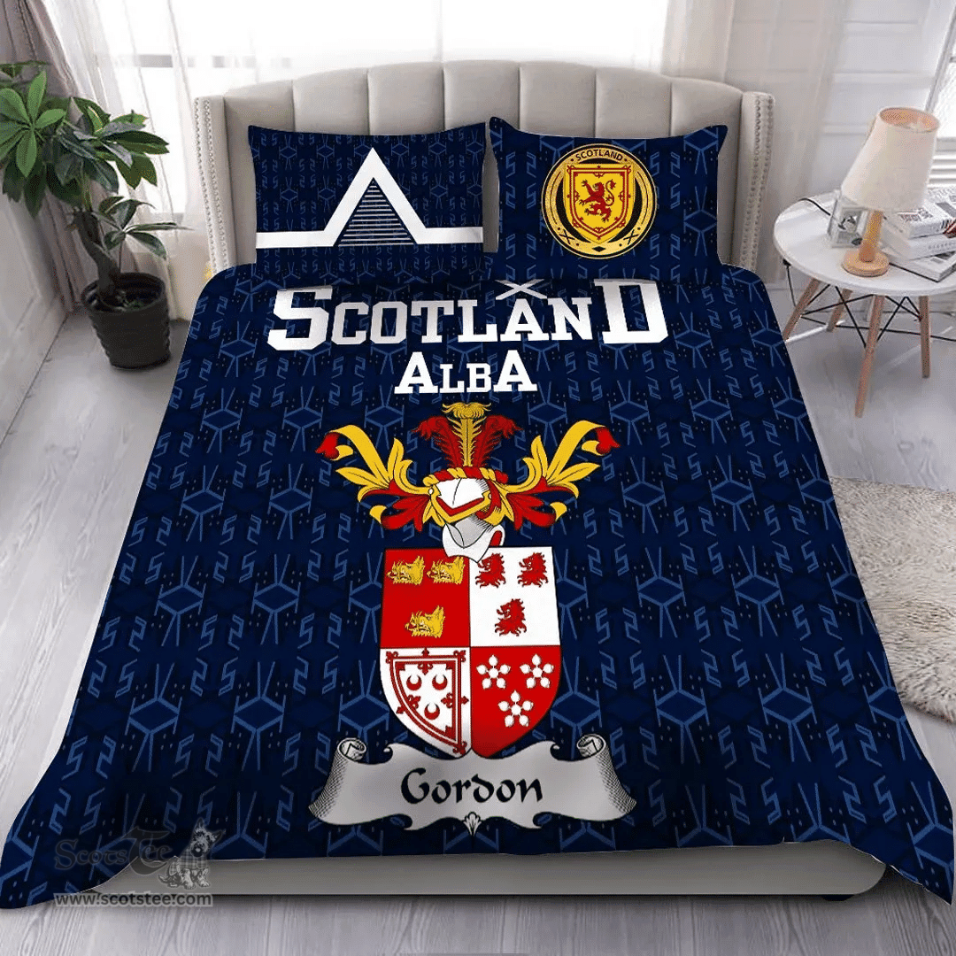 Scottish Gordon Family Crest Tartan Bedding Set Scottish Home Duvet Covers 1991 Style