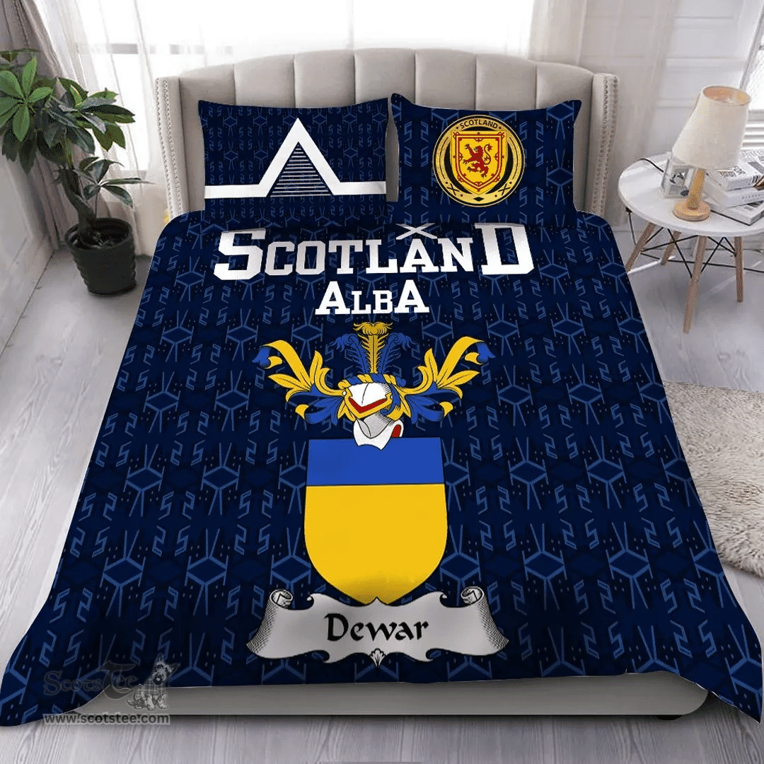 Scottish Dewar Family Crest Tartan Bedding Set Scottish Home Duvet Covers 1991 Style