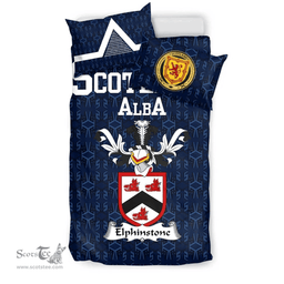 Scottish Elphinstone Family Crest Tartan Bedding Set Scottish Home Duvet Covers 1991 Style