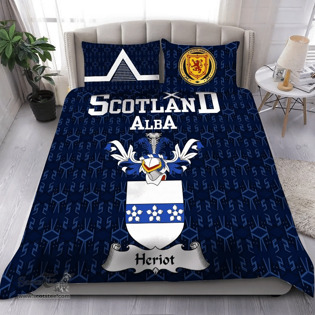 Scottish Heriot Family Crest Tartan Bedding Set Scottish Home Duvet Covers 1991 Style