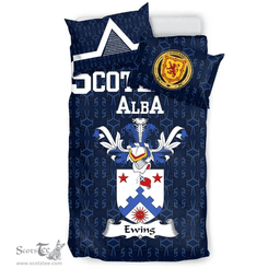 Scottish Ewing Family Crest Tartan Bedding Set Scottish Home Duvet Covers 1991 Style