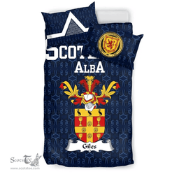 Scottish Giles Family Crest Tartan Bedding Set Scottish Home Duvet Covers 1991 Style
