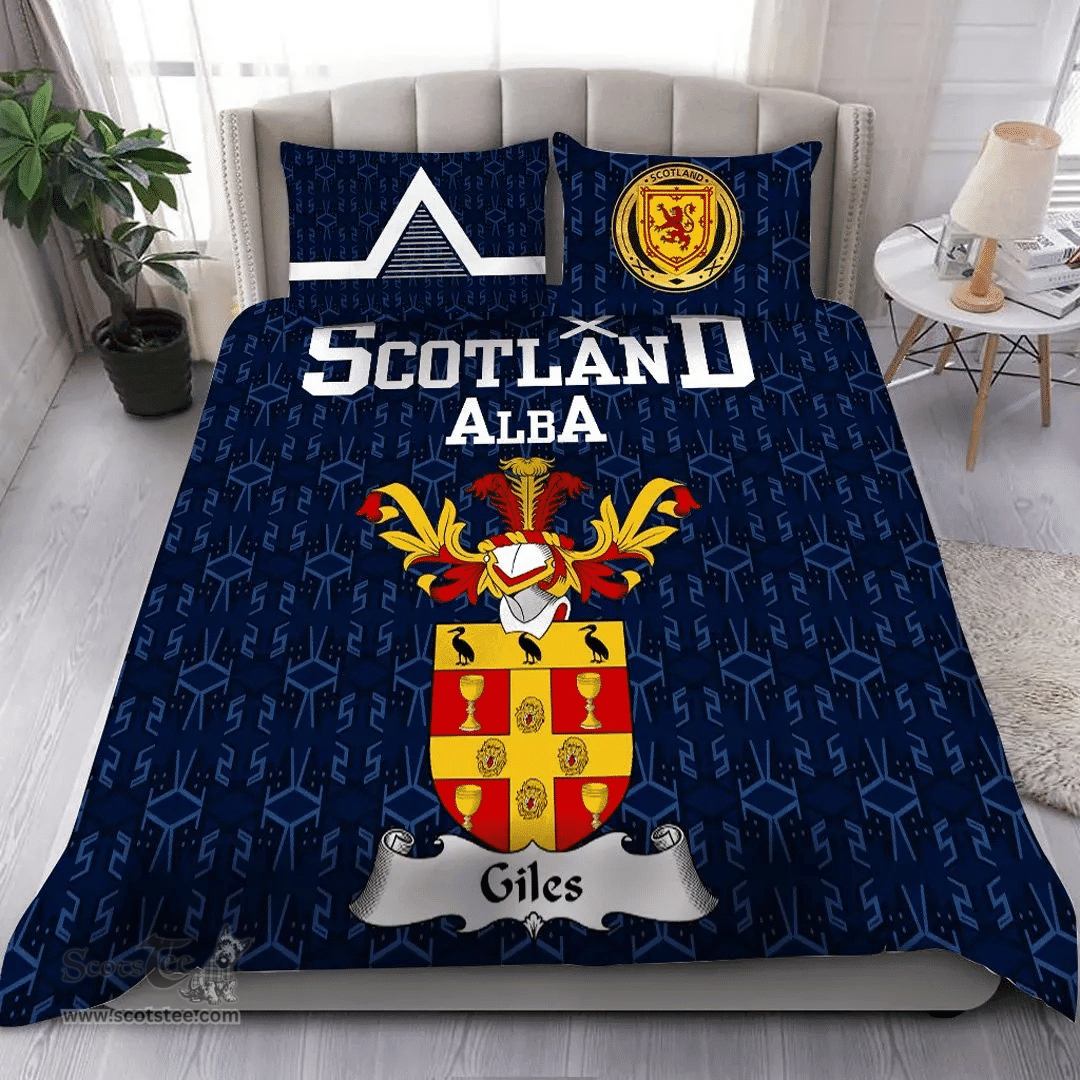 Scottish Giles Family Crest Tartan Bedding Set Scottish Home Duvet Covers 1991 Style