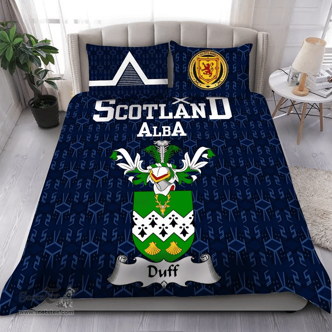 Scottish Duff Family Crest Tartan Bedding Set Scottish Home Duvet Covers 1991 Style