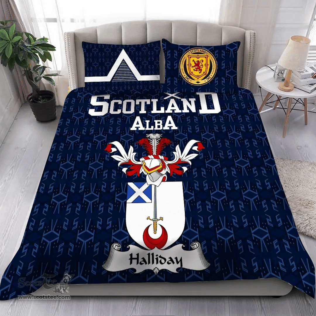 Scottish Halliday Family Crest Tartan Bedding Set Scottish Home Duvet Covers 1991 Style