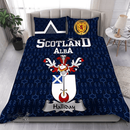 Scottish Halliday Family Crest Tartan Bedding Set Scottish Home Duvet Covers 1991 Style