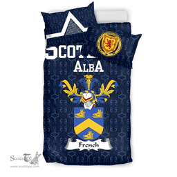 Scottish French Family Crest Tartan Bedding Set Scottish Home Duvet Covers 1991 Style