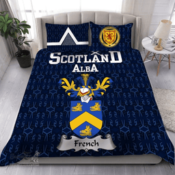 Scottish French Family Crest Tartan Bedding Set Scottish Home Duvet Covers 1991 Style