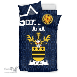 Scottish Freke Family Crest Tartan Bedding Set Scottish Home Duvet Covers 1991 Style
