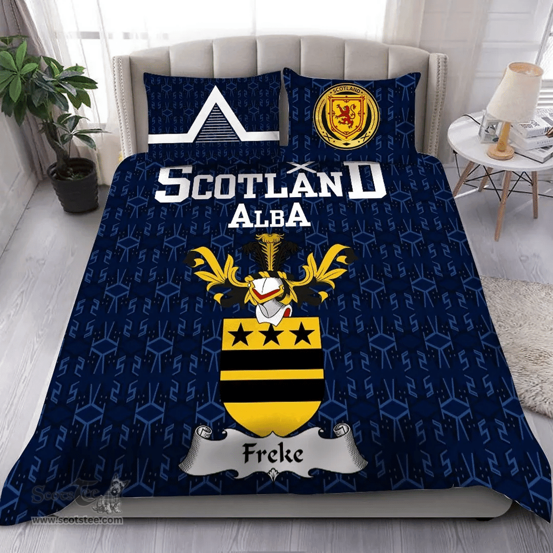 Scottish Freke Family Crest Tartan Bedding Set Scottish Home Duvet Covers 1991 Style