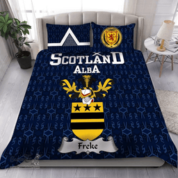 Scottish Freke Family Crest Tartan Bedding Set Scottish Home Duvet Covers 1991 Style