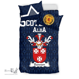 Scottish Dawson Family Crest Tartan Bedding Set Scottish Home Duvet Covers 1991 Style