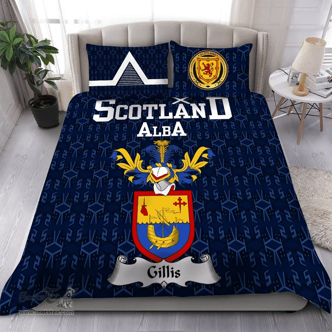 Scottish Gillis Family Crest Tartan Bedding Set Scottish Home Duvet Covers 1991 Style