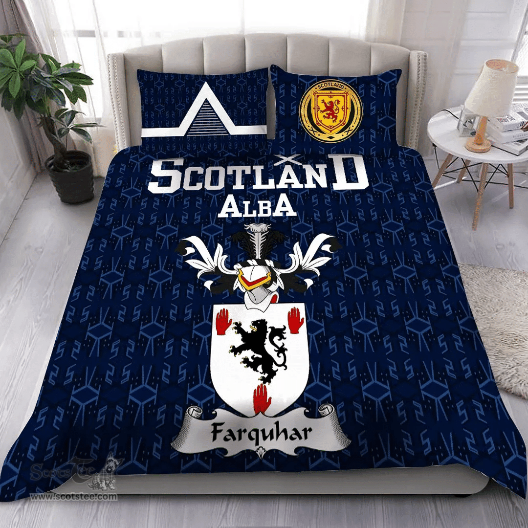 Scottish Farquhar Family Crest Tartan Bedding Set Scottish Home Duvet Covers 1991 Style