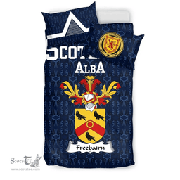Scottish Freebairn Family Crest Tartan Bedding Set Scottish Home Duvet Covers 1991 Style