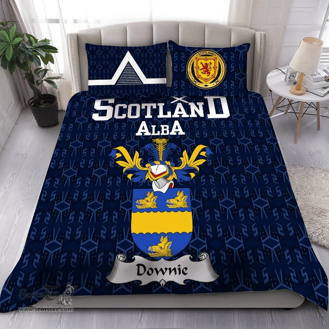 Scottish Downie or Downey Family Crest Tartan Bedding Set Scottish Home Duvet Covers 1991 Style