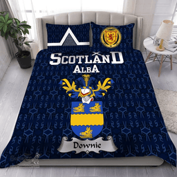 Scottish Downie or Downey Family Crest Tartan Bedding Set Scottish Home Duvet Covers 1991 Style