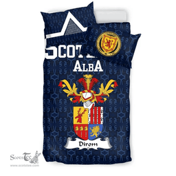 Scottish Dirom Family Crest Tartan Bedding Set Scottish Home Duvet Covers 1991 Style