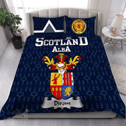 Scottish Dirom Family Crest Tartan Bedding Set Scottish Home Duvet Covers 1991 Style