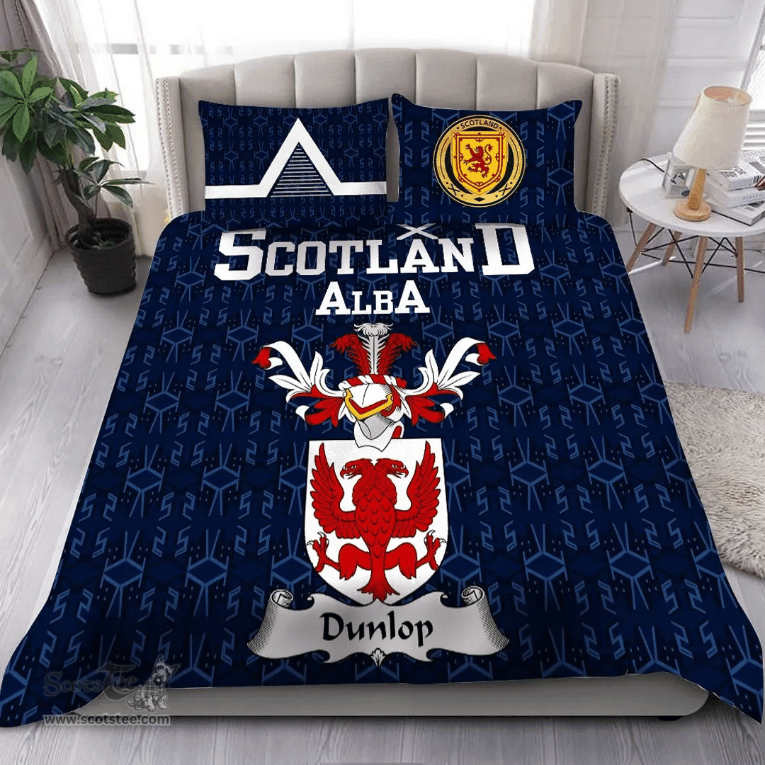 Scottish Dunlop Family Crest Tartan Bedding Set Scottish Home Duvet Covers 1991 Style