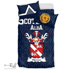Scottish Herren or Herring Family Crest Tartan Bedding Set Scottish Home Duvet Covers 1991 Style