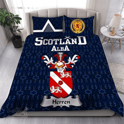 Scottish Herren or Herring Family Crest Tartan Bedding Set Scottish Home Duvet Covers 1991 Style