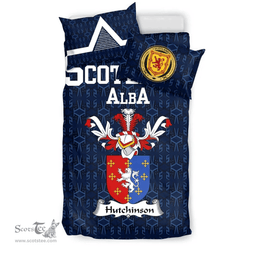 Scottish Hutchinson Family Crest Tartan Bedding Set Scottish Home Duvet Covers 1991 Style