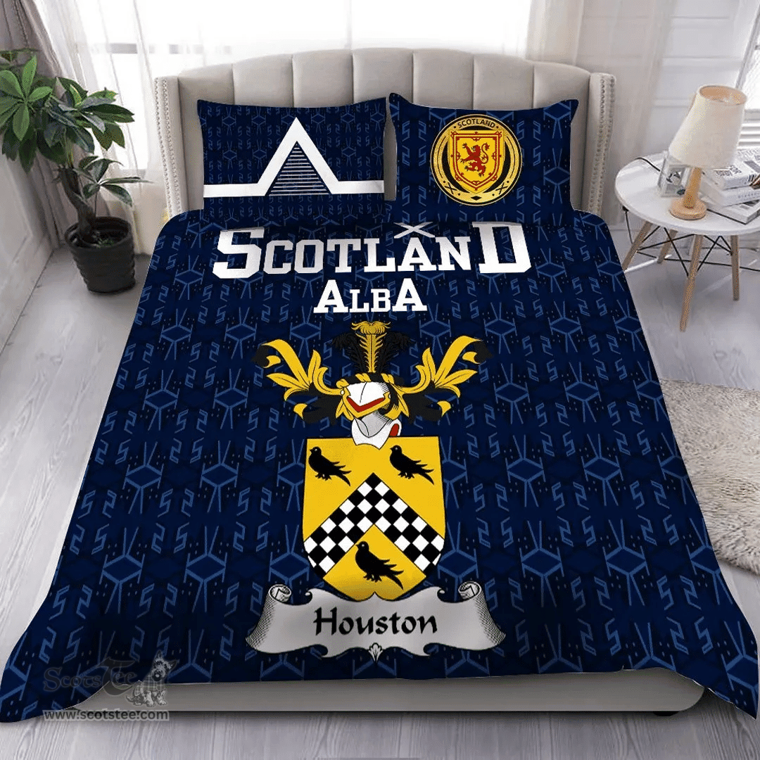 Scottish Houston Family Crest Tartan Bedding Set Scottish Home Duvet Covers 1991 Style