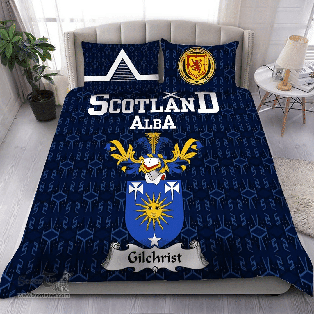 Scottish Gilchrist Family Crest Tartan Bedding Set Scottish Home Duvet Covers 1991 Style