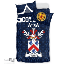 Scottish Forsyth Family Crest Tartan Bedding Set Scottish Home Duvet Covers 1991 Style