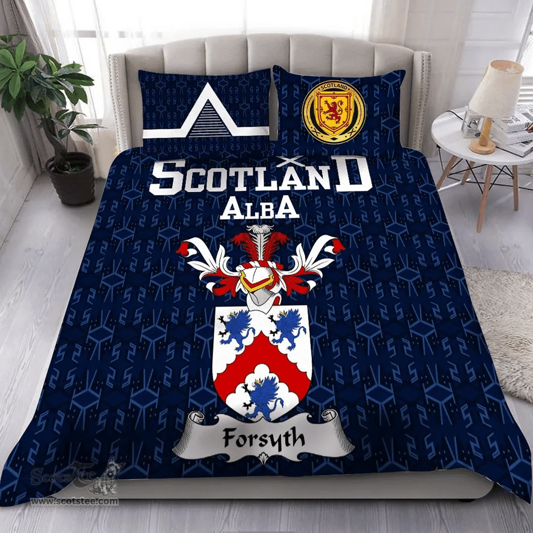 Scottish Forsyth Family Crest Tartan Bedding Set Scottish Home Duvet Covers 1991 Style