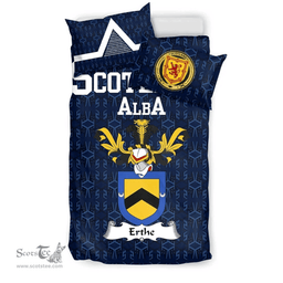 Scottish Erthe Family Crest Tartan Bedding Set Scottish Home Duvet Covers 1991 Style