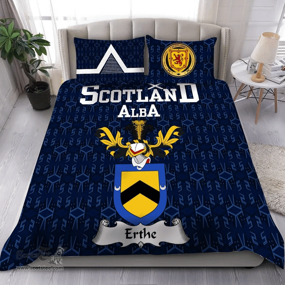 Scottish Erthe Family Crest Tartan Bedding Set Scottish Home Duvet Covers 1991 Style