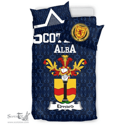Scottish Edward Family Crest Tartan Bedding Set Scottish Home Duvet Covers 1991 Style