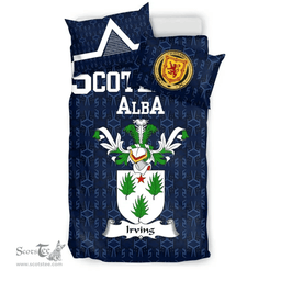 Scottish Irving Family Crest Tartan Bedding Set Scottish Home Duvet Covers 1991 Style