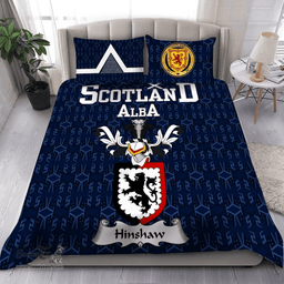 Scottish Hinshaw Family Crest Tartan Bedding Set Scottish Home Duvet Covers 1991 Style