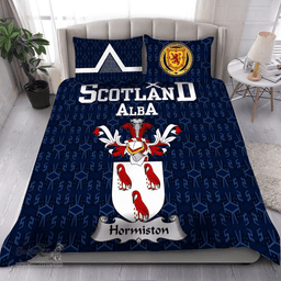Scottish Hormiston Family Crest Tartan Bedding Set Scottish Home Duvet Covers 1991 Style