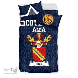 Scottish Elliot Family Crest Tartan Bedding Set Scottish Home Duvet Covers 1991 Style