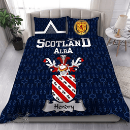 Scottish Hendry Family Crest Tartan Bedding Set Scottish Home Duvet Covers 1991 Style