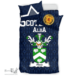 Scottish Flint Family Crest Tartan Bedding Set Scottish Home Duvet Covers 1991 Style