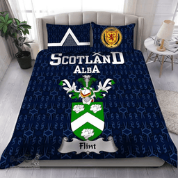 Scottish Flint Family Crest Tartan Bedding Set Scottish Home Duvet Covers 1991 Style