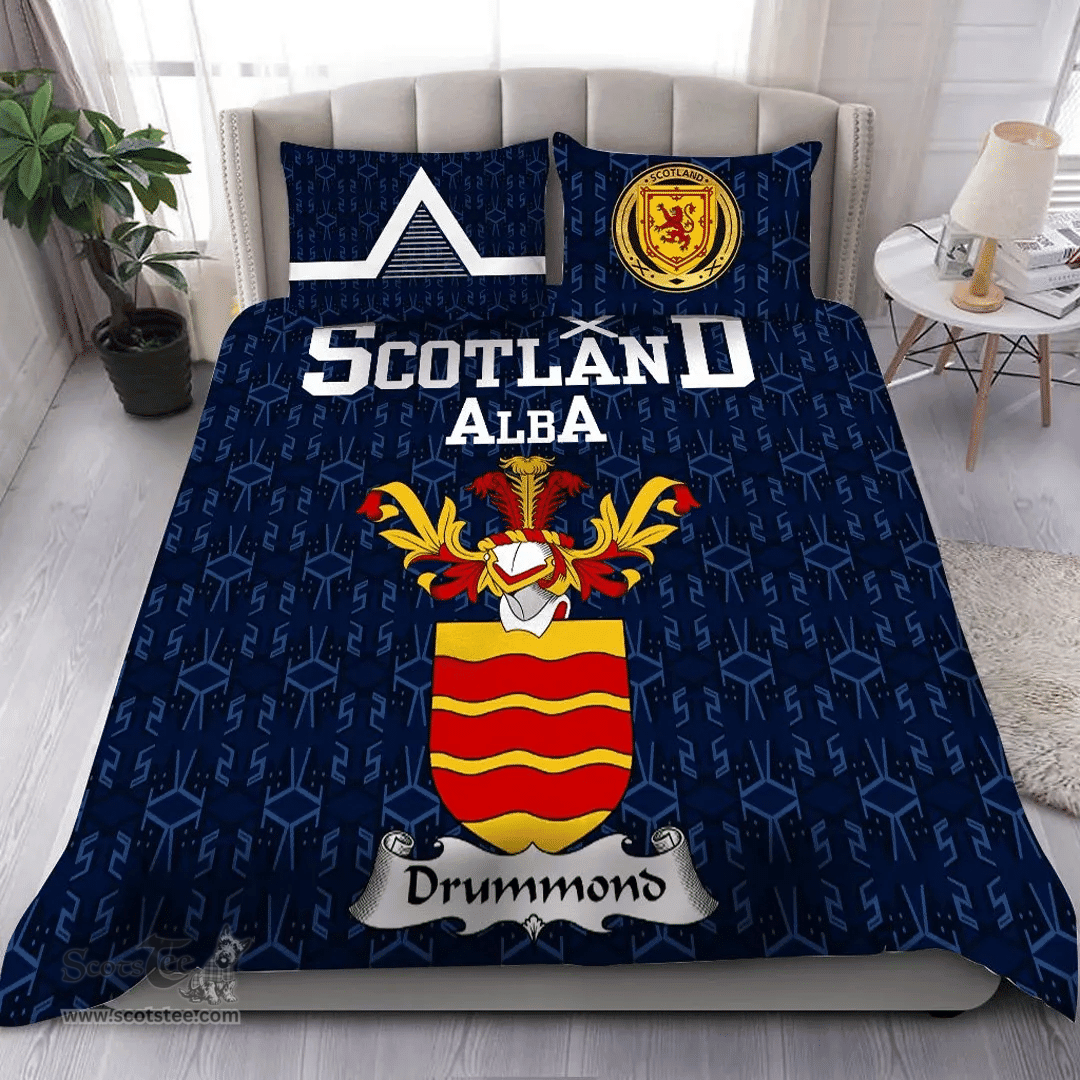Scottish Drummond Family Crest Tartan Bedding Set Scottish Home Duvet Covers 1991 Style