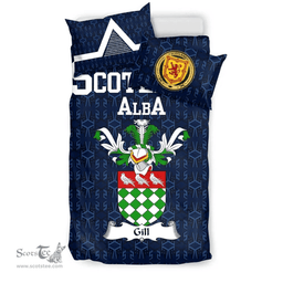 Scottish Gill Family Crest Tartan Bedding Set Scottish Home Duvet Covers 1991 Style