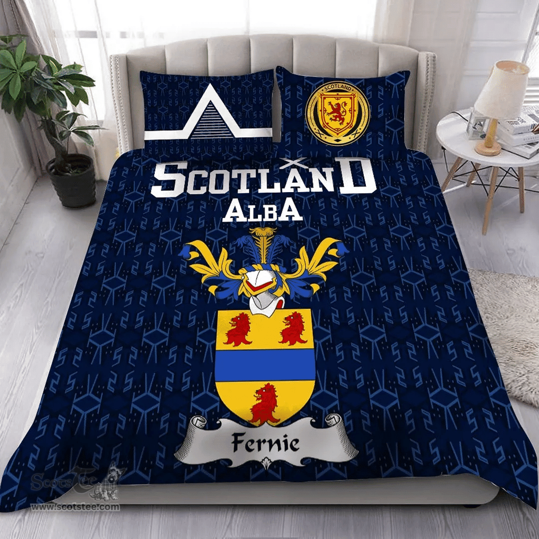 Scottish Fernie Family Crest Tartan Bedding Set Scottish Home Duvet Covers 1991 Style
