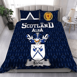 Scottish Eccles Family Crest Tartan Bedding Set Scottish Home Duvet Covers 1991 Style
