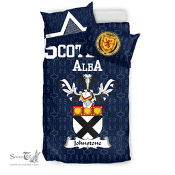 Scottish Johnstone Family Crest Tartan Bedding Set Scottish Home Duvet Covers 1991 Style