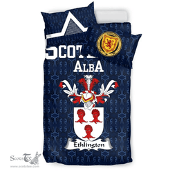 Scottish Ethlington Family Crest Tartan Bedding Set Scottish Home Duvet Covers 1991 Style