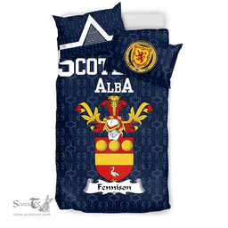 Scottish Fennison Family Crest Tartan Bedding Set Scottish Home Duvet Covers 1991 Style