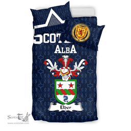 Scottish Elder Family Crest Tartan Bedding Set Scottish Home Duvet Covers 1991 Style